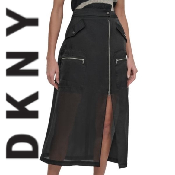 Dkny Dresses & Skirts - NWT DKNY
Organza Zip-Front Cargo Midi Skirt